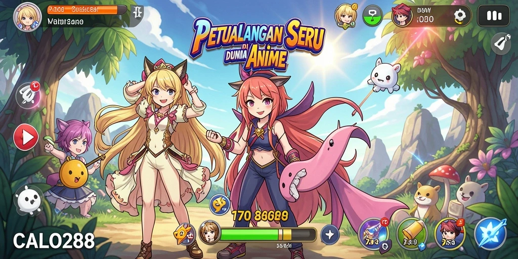 Tampilan fantastis dari gameplay yang menampilkan karakter anime ikonik.