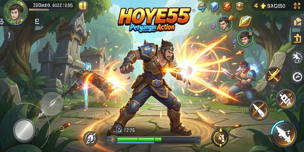 Tangkapan layar menunjukkan aksi seru dalam gameplay HOYE55.