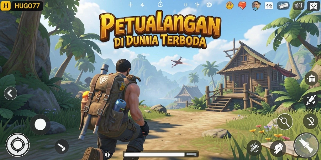 Tampilan gameplay HUGO77 yang memukau di dunia terbuka.