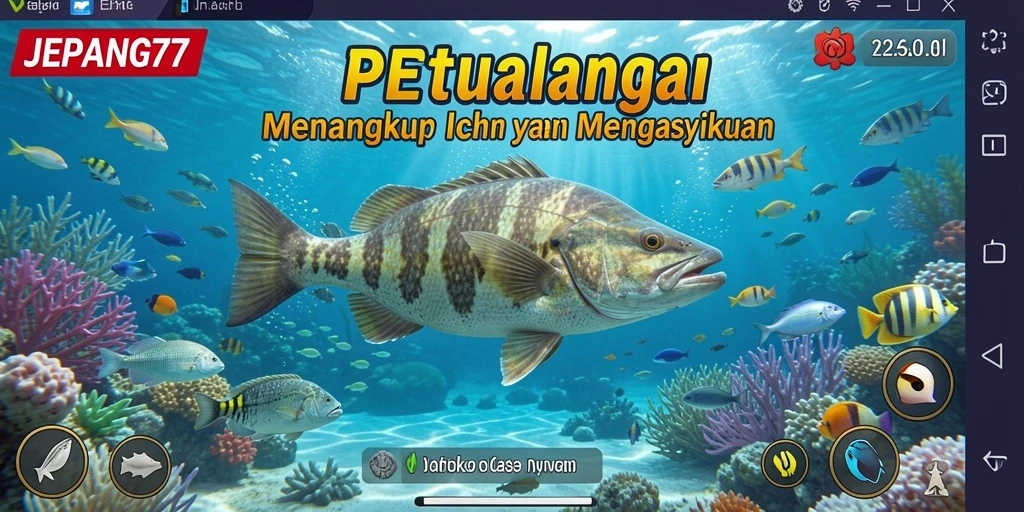 Tampilan gameplay menampilkan serunya menangkap ikan di JEPANG77.