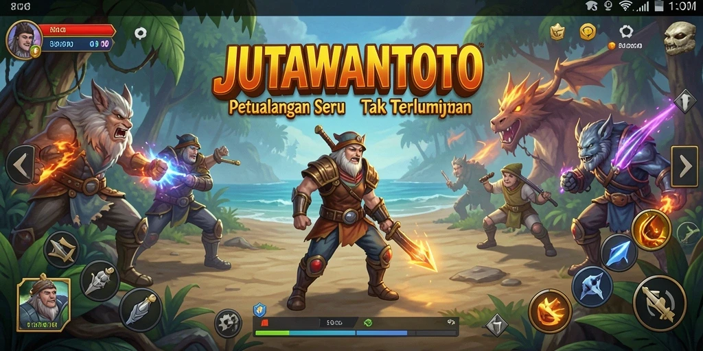 Screenshot gameplay JUTAWANTOTO yang menampilkan aksi petualangan seru.