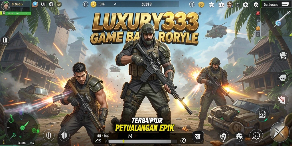 Tampilan gameplay seru dalam LUXURY333 dengan berbagai aksi Battle Royale.