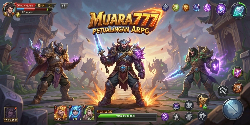 Tampilan layar permainan MUARA777 yang penuh aksi dari genre ARPG.