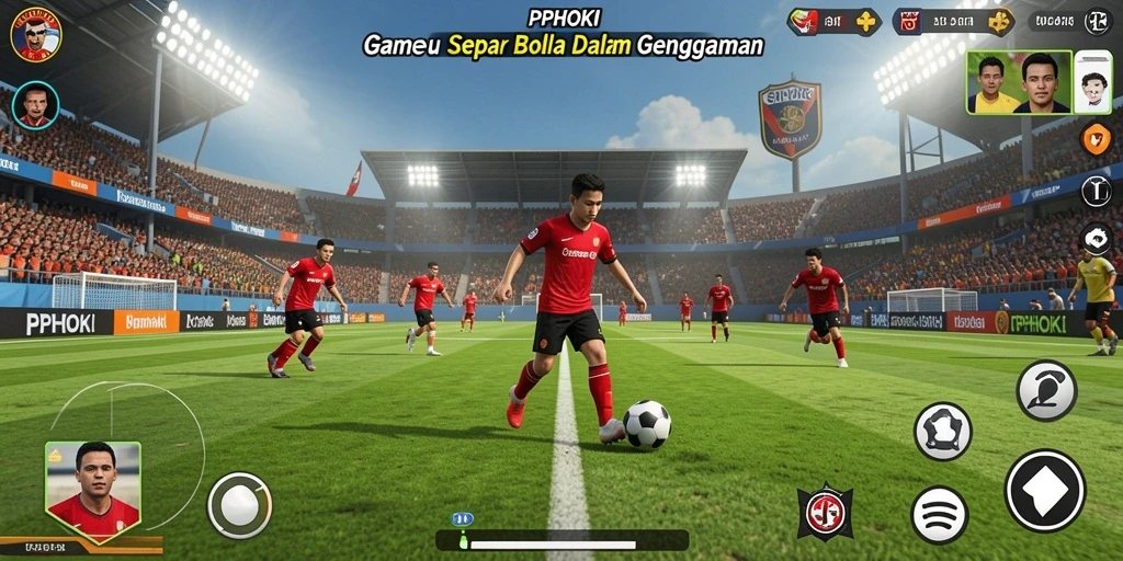 Screenshot PPHOKI menampilkan momen seru pertandingan sepak bola.