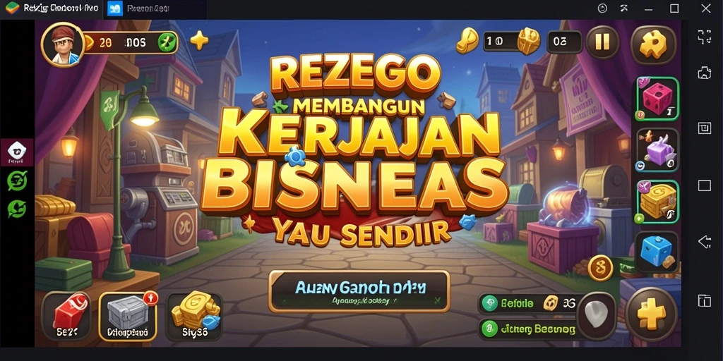 Screenshot gameplay <strong>REZEGO</strong> yang menunjukkan keseruan membangun kerajaan bisnis.