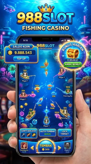 Tampilan antarmuka utama aplikasi 988slot.